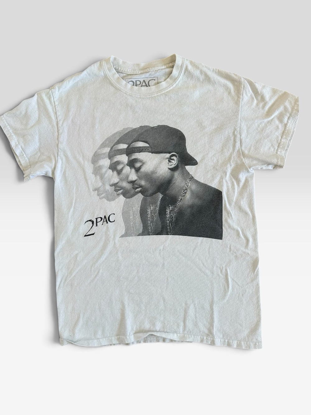 2Pac Tupac Shakur Triple Portrait Graphic Tee White HTF Unisex Small